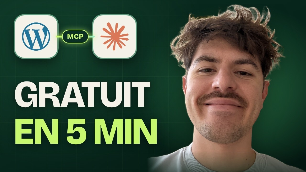 Miniature de la vidéo : WordPress relié à Claude par MCP, gratuit en 5 minutes